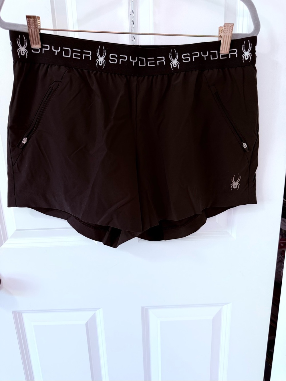 Spyder Black Women's Athletic Running Shorts with Logo Waistband